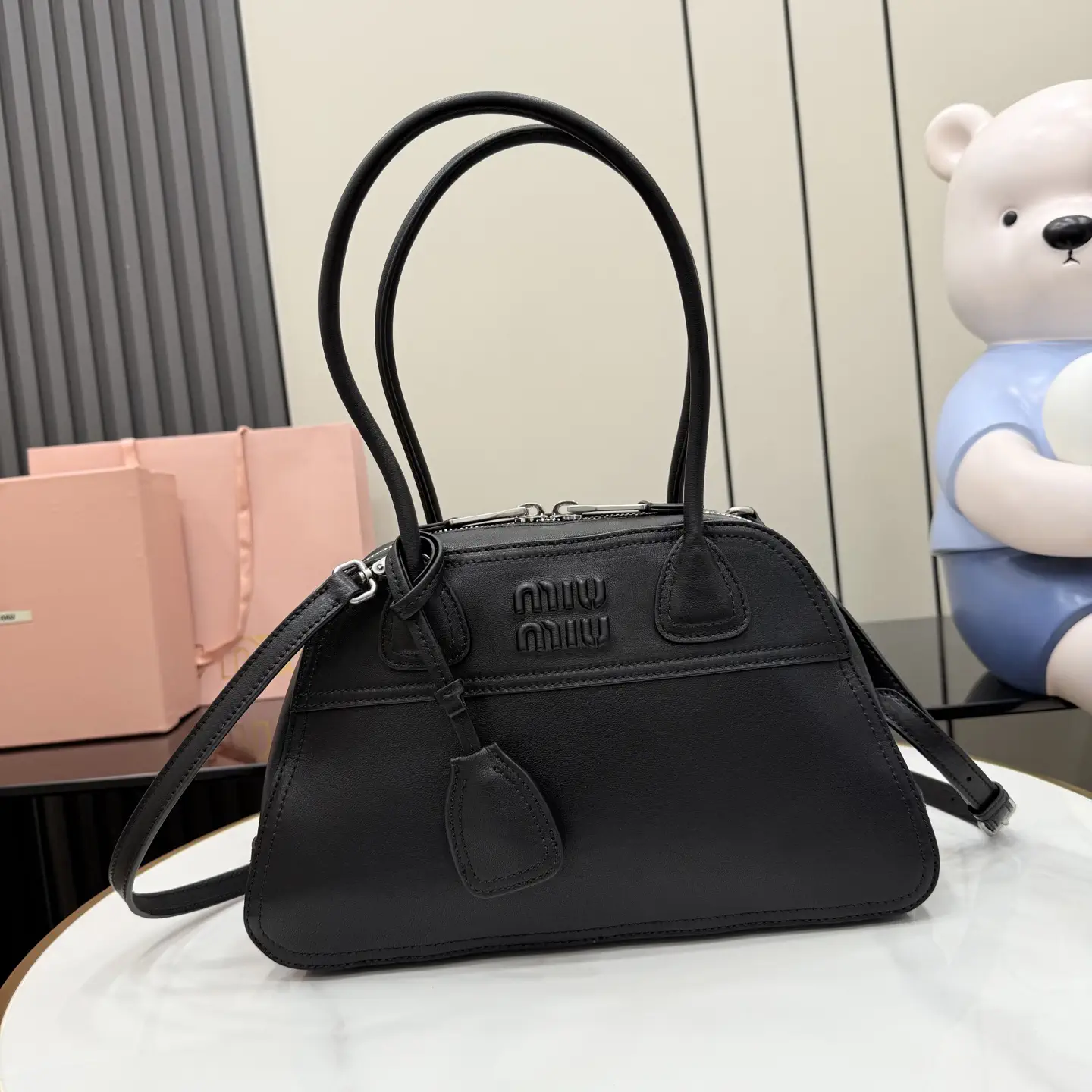 Miu Miu Black Leather Top Handle Bag image 1