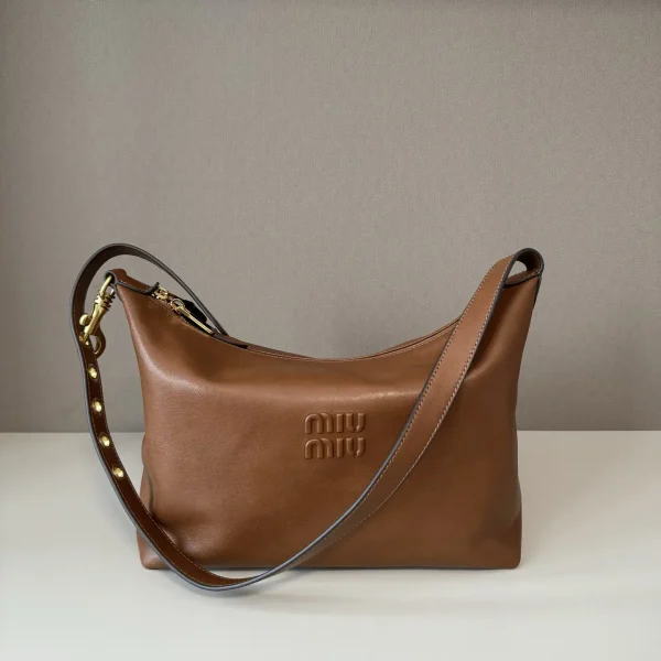 Miu Miu Brown Leather Hobo Shoulder Bag image 1