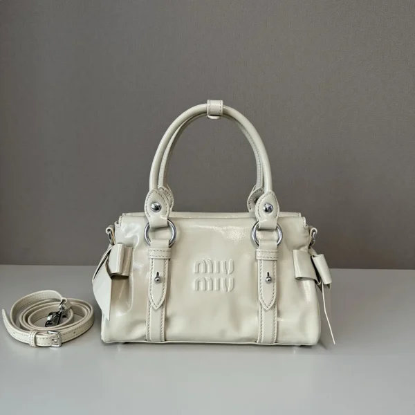 Miu Miu White Bow Detail Top Handle Bag with Crossbody Strap image 1