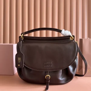 Miu Miu Dark Brown Leather Hobo Shoulder Bag image 1