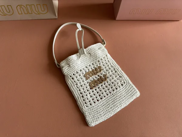 Miu Miu White Woven Shoulder Bag image 1
