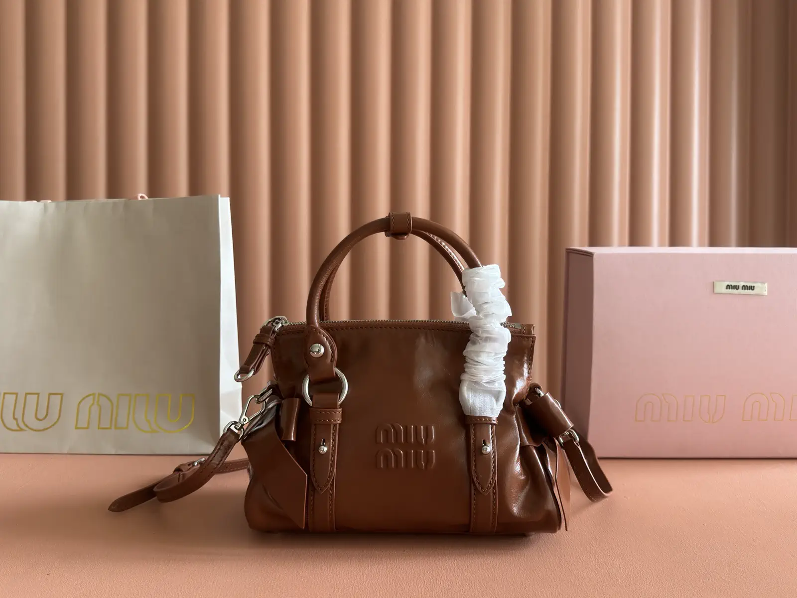 Miu Miu Brown Bow Detail Top Handle Bag image 1