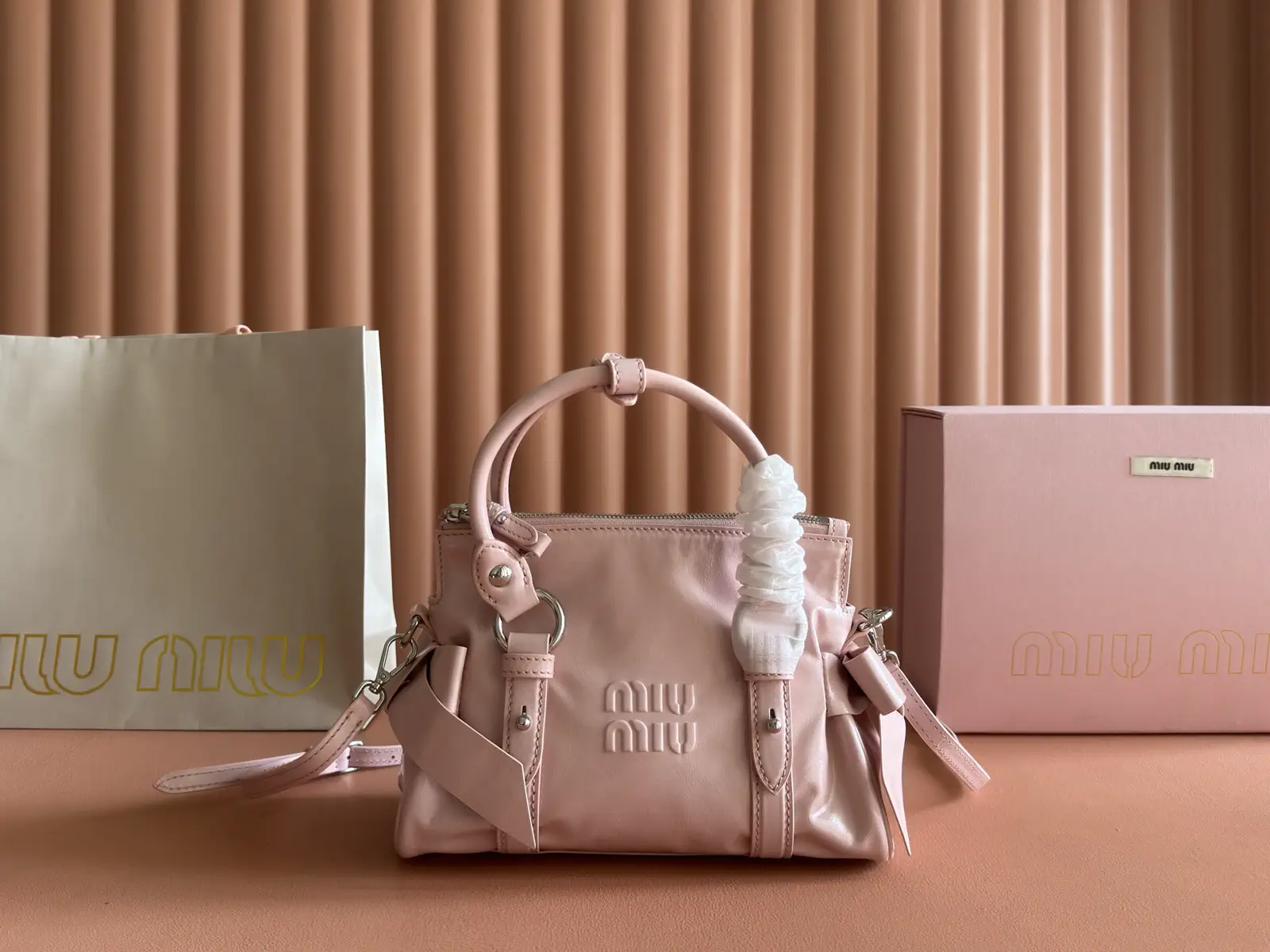 Miu Miu Pink Top Handle Bag with Crossbody Strap image 1