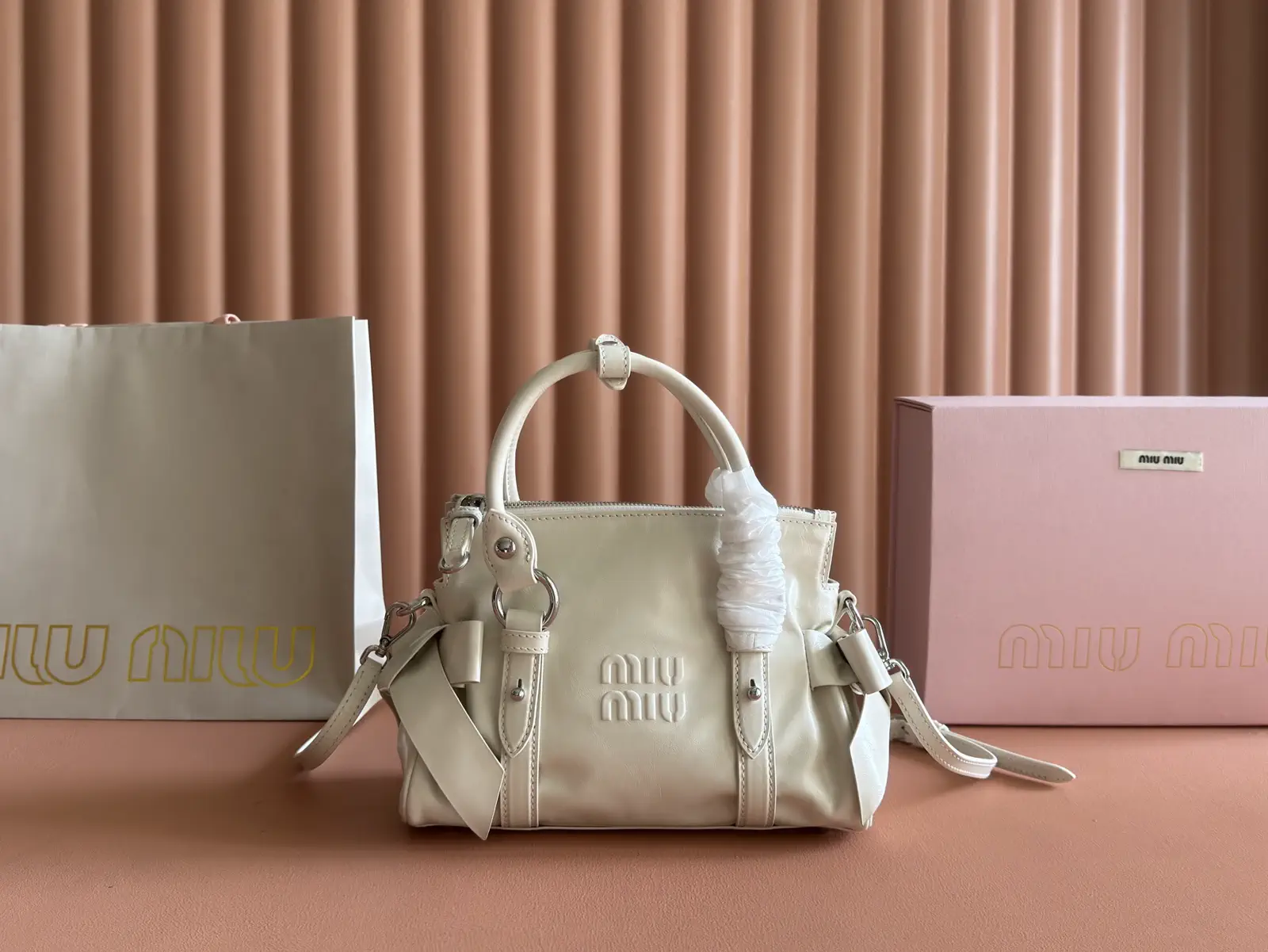 Miu Miu Bow Detail Top Handle Bag with Crossbody Strap image 1