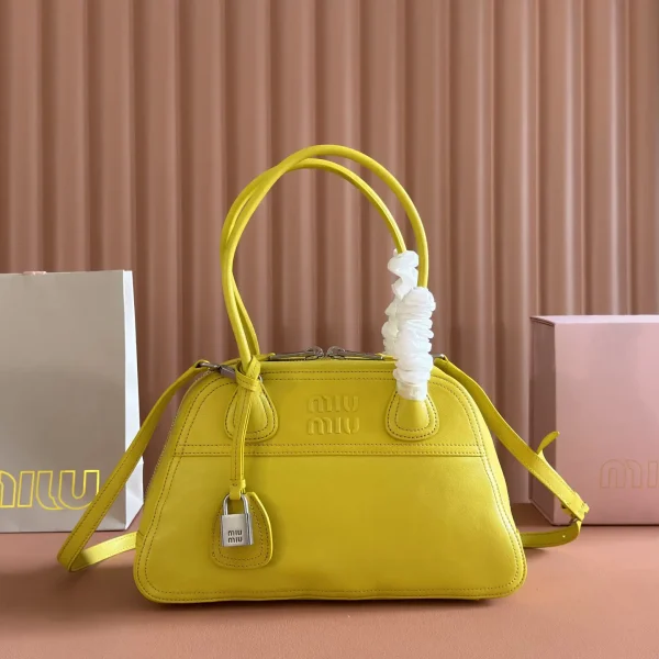 Miu Miu Yellow Leather Bowling Bag image 1