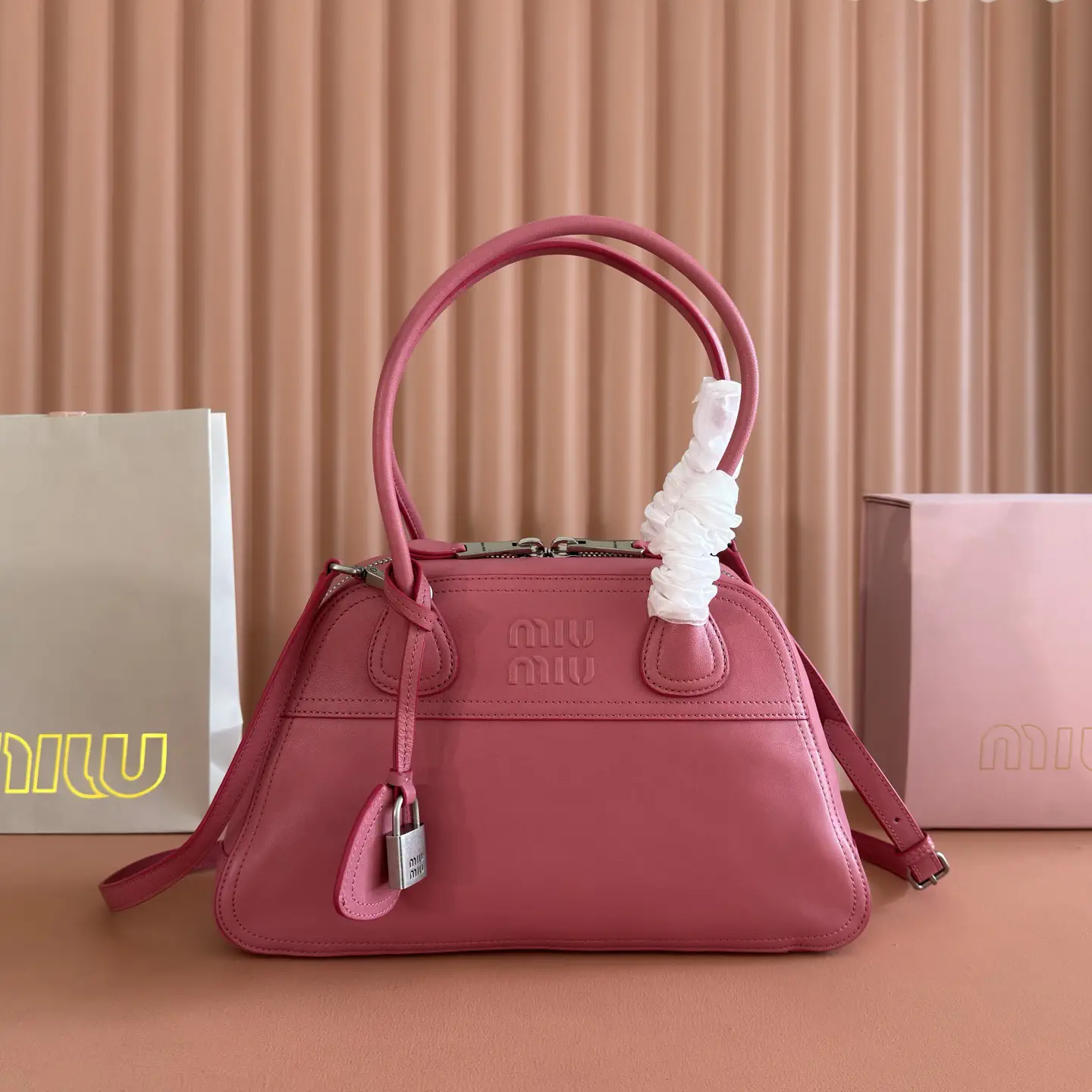 Miu Miu Pink Leather Top Handle Bag image 1