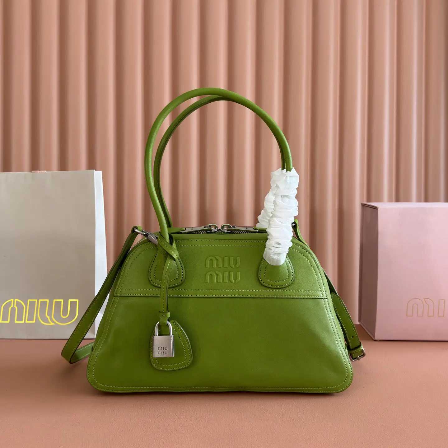 Miu Miu Green Leather Top Handle Bag image 1
