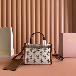 Miu Miu Floral Embroidered Mesh Mini Tote Bag image 1