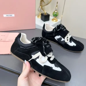 Miu Miu Women's Casual Sneakers with Deer Skin and Horse Hair Patchwork image 1