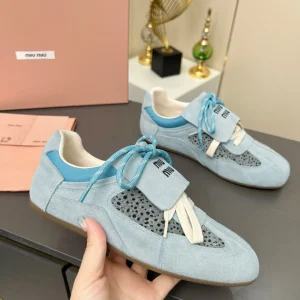 Miu Miu Women's Casual Sneakers with Deer Skin and Horse Hair Splicing image 1