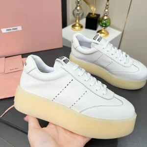 Miu Miu Women's Platform Casual White Sneakers image 1
