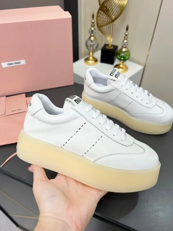 Miu Miu Women's Platform Casual White Sneakers image 1