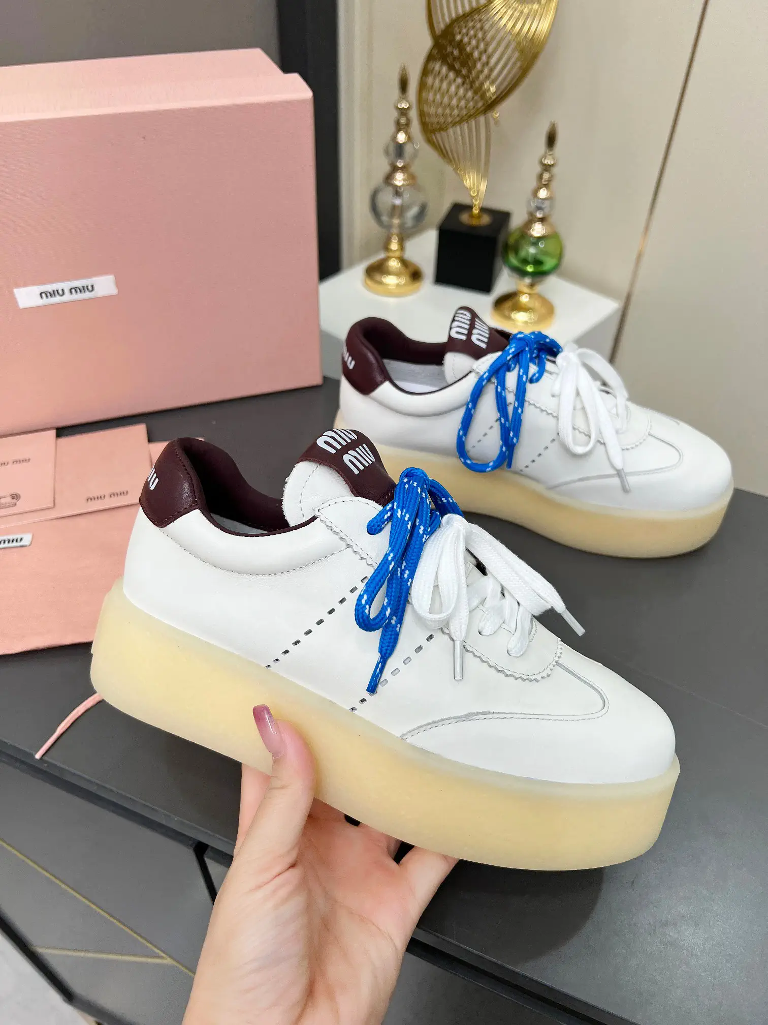 Women's Casual White Platform Sneakers image 1