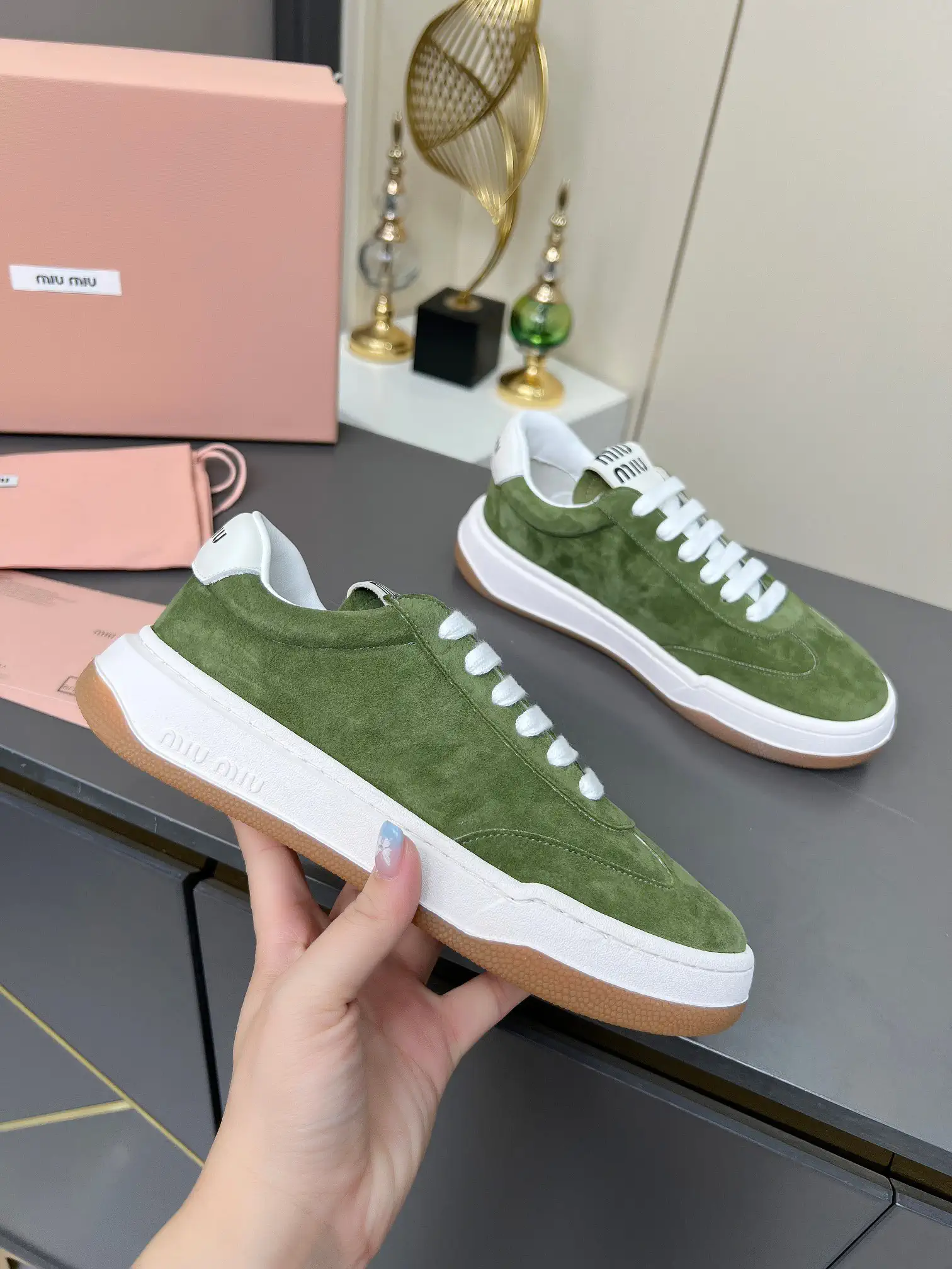Miu Miu Women's Casual Suede Sneakers image 1