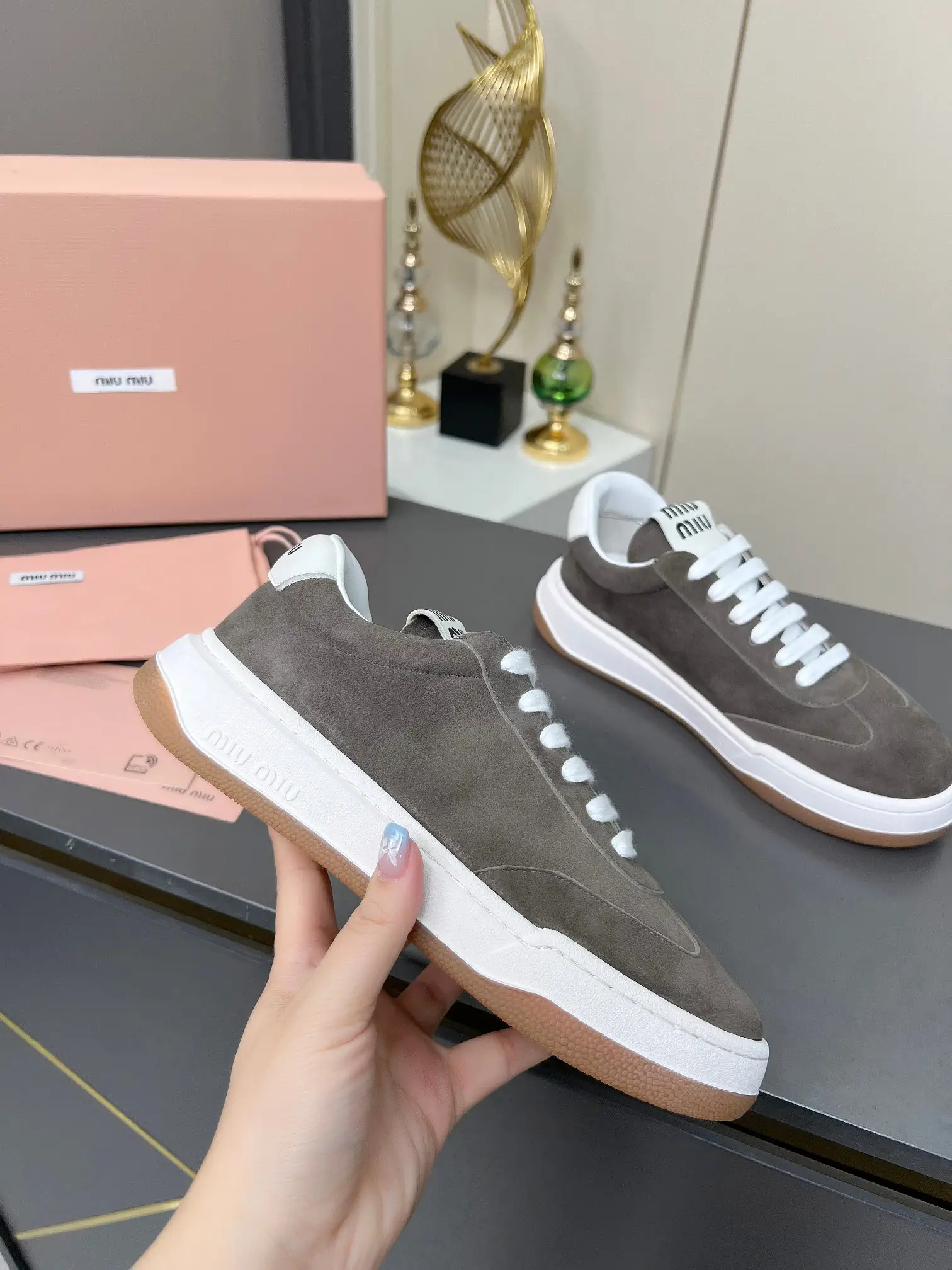 Miu Miu Women's Casual Suede Sneakers image 1