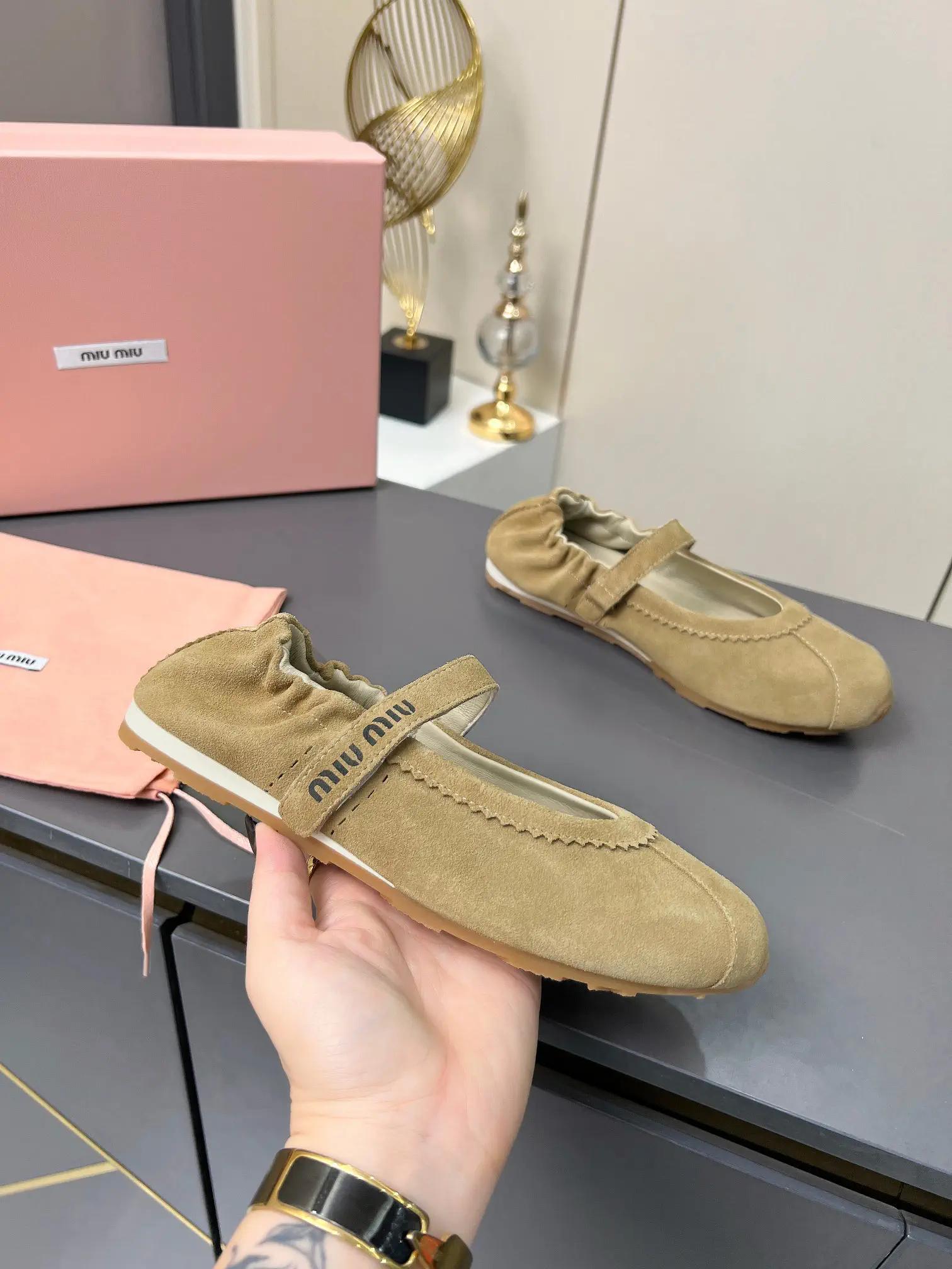 Miu Miu 25SS Spring Summer New Velcro Elastic Mary Jane Ballet Flats image 1