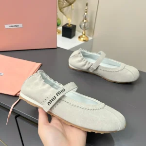 Miu Miu Suede Mary Jane Velcro Ballet Flats image 1