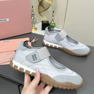 Miu Miu Mary Jane Sneakers with Tire Sole and Velcro Strap image 1