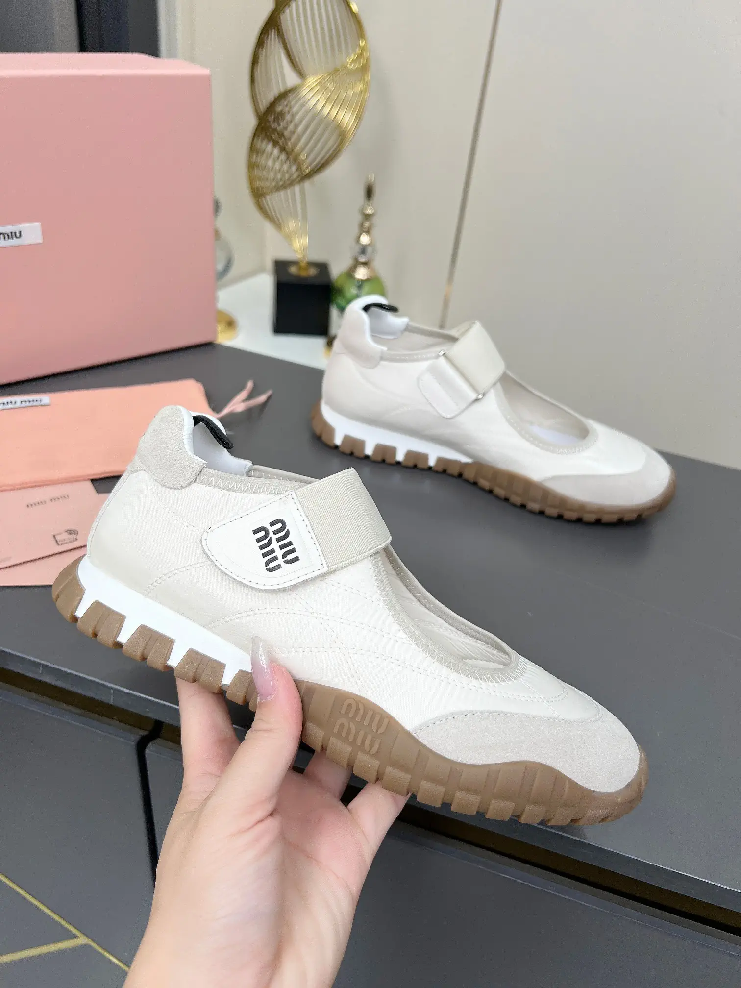 Miu Miu Tire Sole Mary Jane Sneakers with Velcro Strap image 1