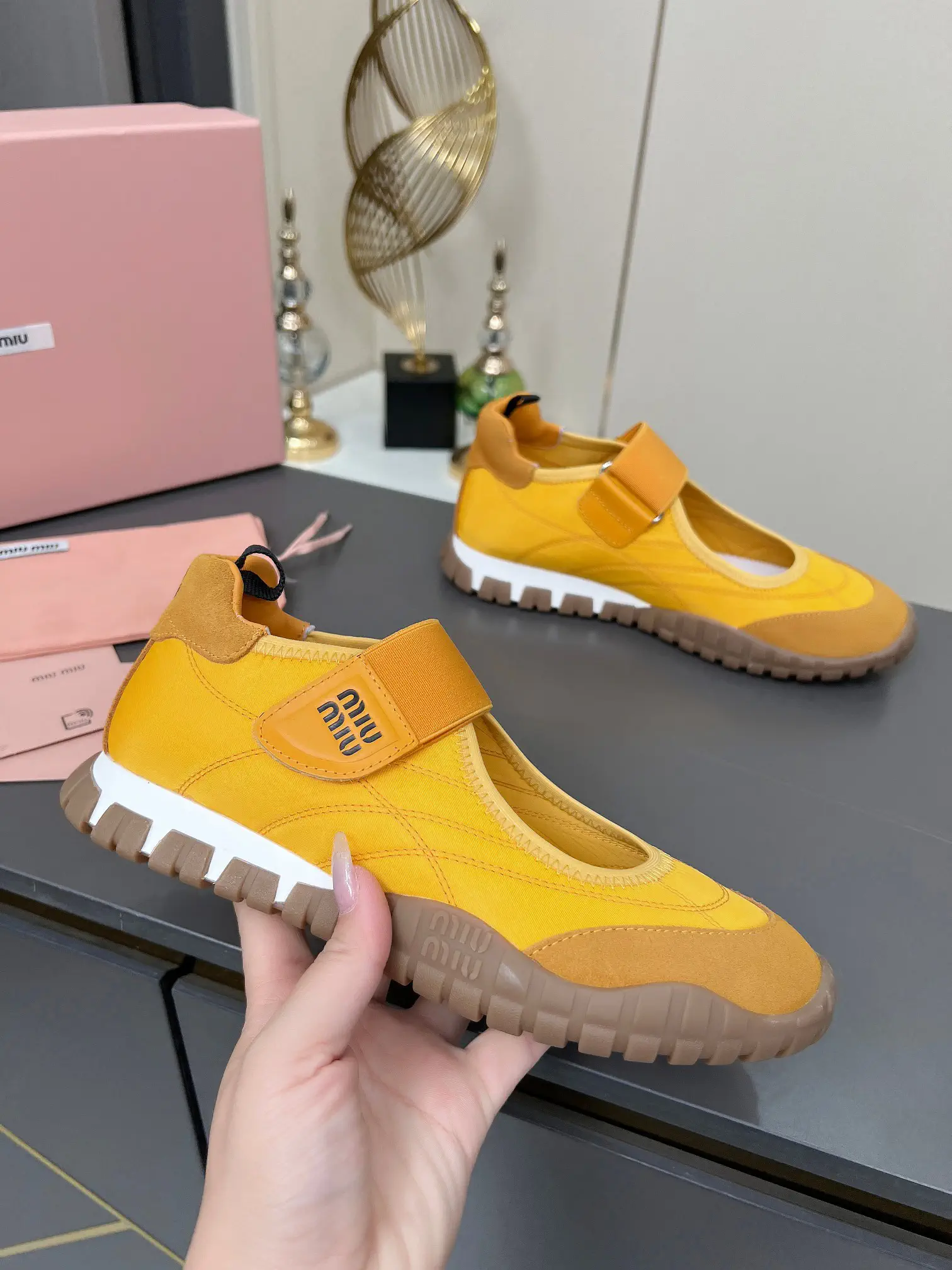 Miu Miu Mary Jane Tire Sole Sneakers with Velcro Strap image 1