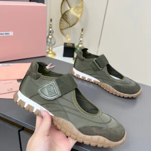 Miu Miu Green Velcro Strap Tire Sole Sneakers image 1