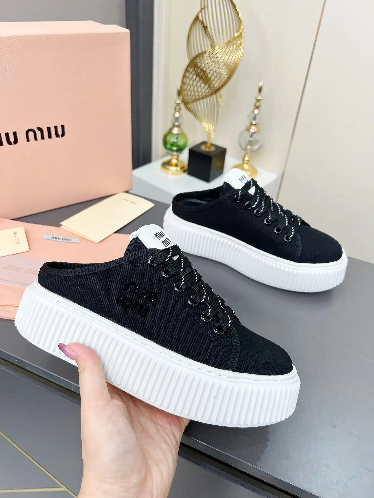 Miu Miu Women's Platform Mule Sneakers image 1