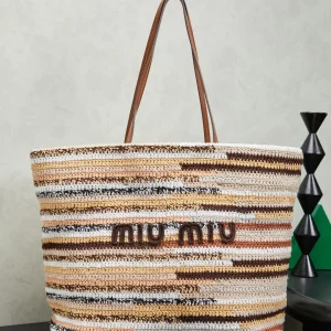 Miu Miu Striped Crochet Tote Bag image 1