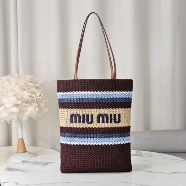 Miu Miu Embroidered Striped Tote Bag image 1