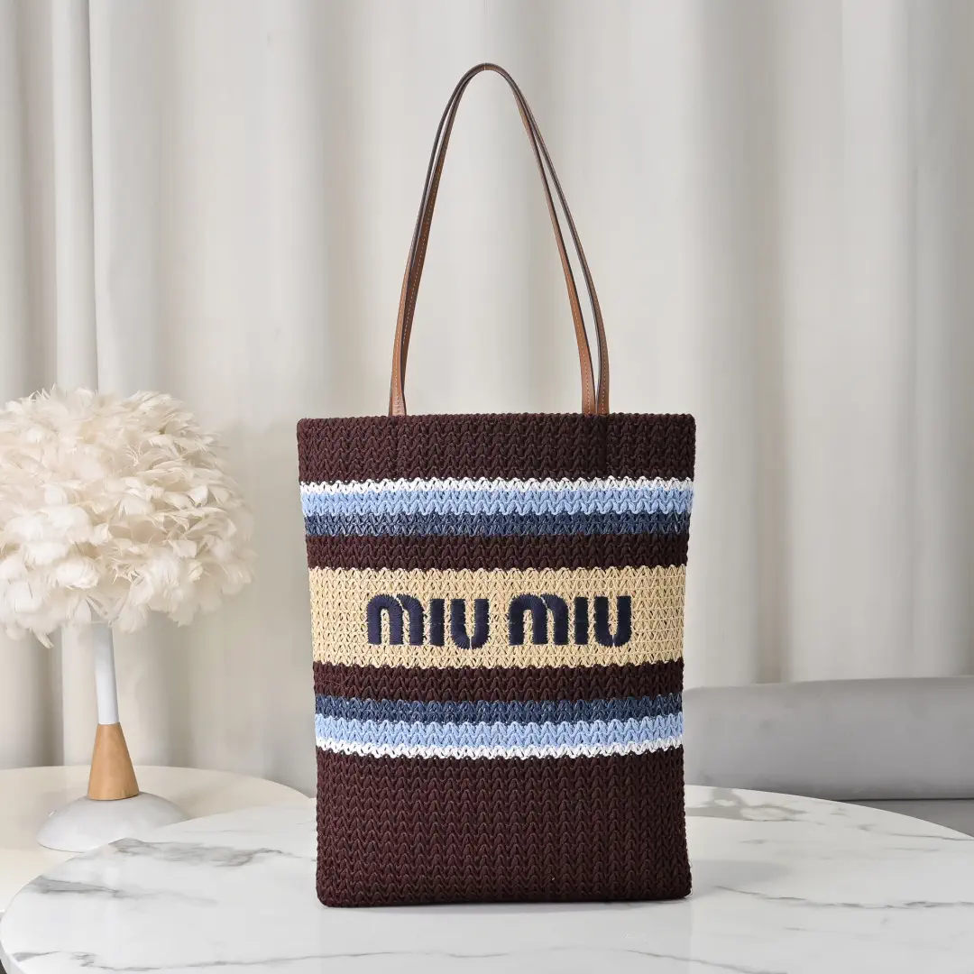 Miu Miu Embroidered Striped Tote Bag image 1