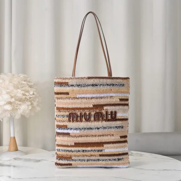 Miu Miu Striped Crochet Tote Bag image 1