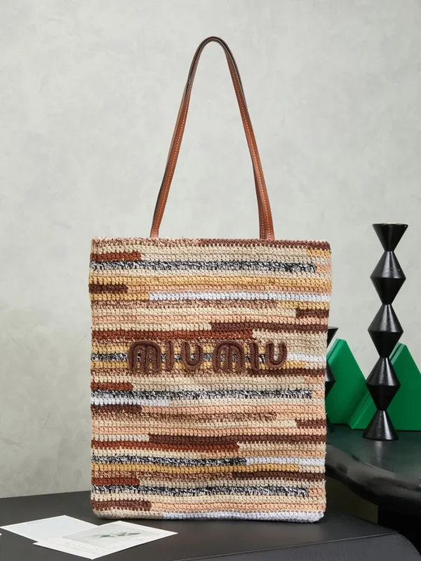 Miu Miu Striped Crochet Tote Bag image 1