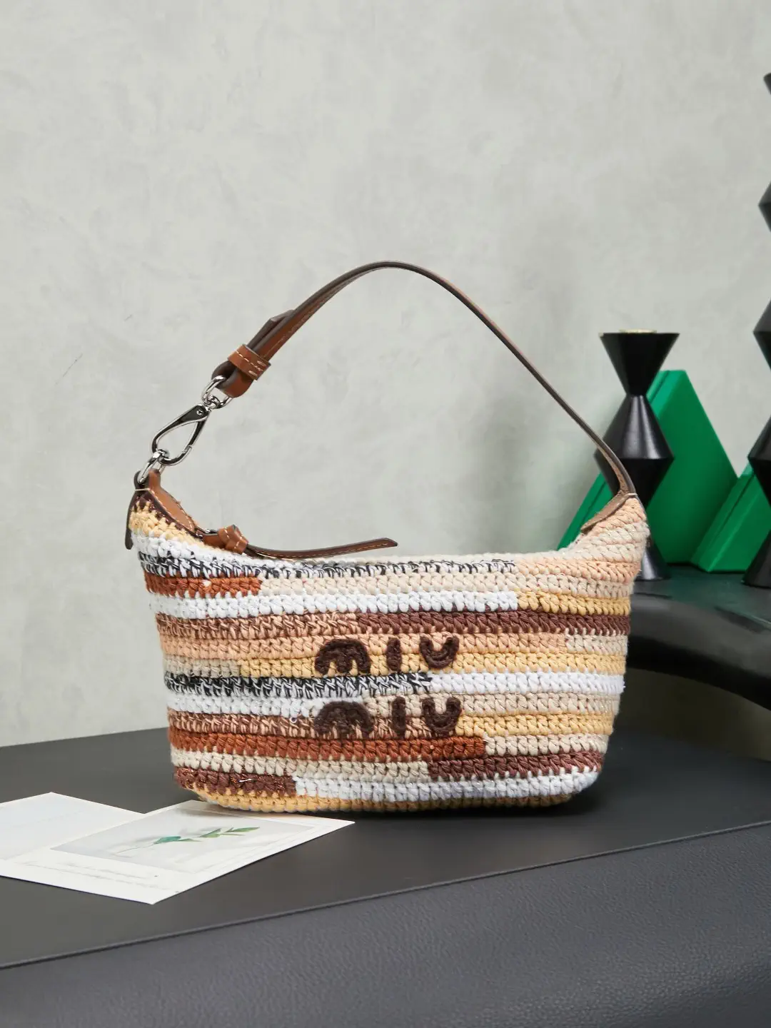 Miu Miu Striped Woven Shoulder Bag image 1