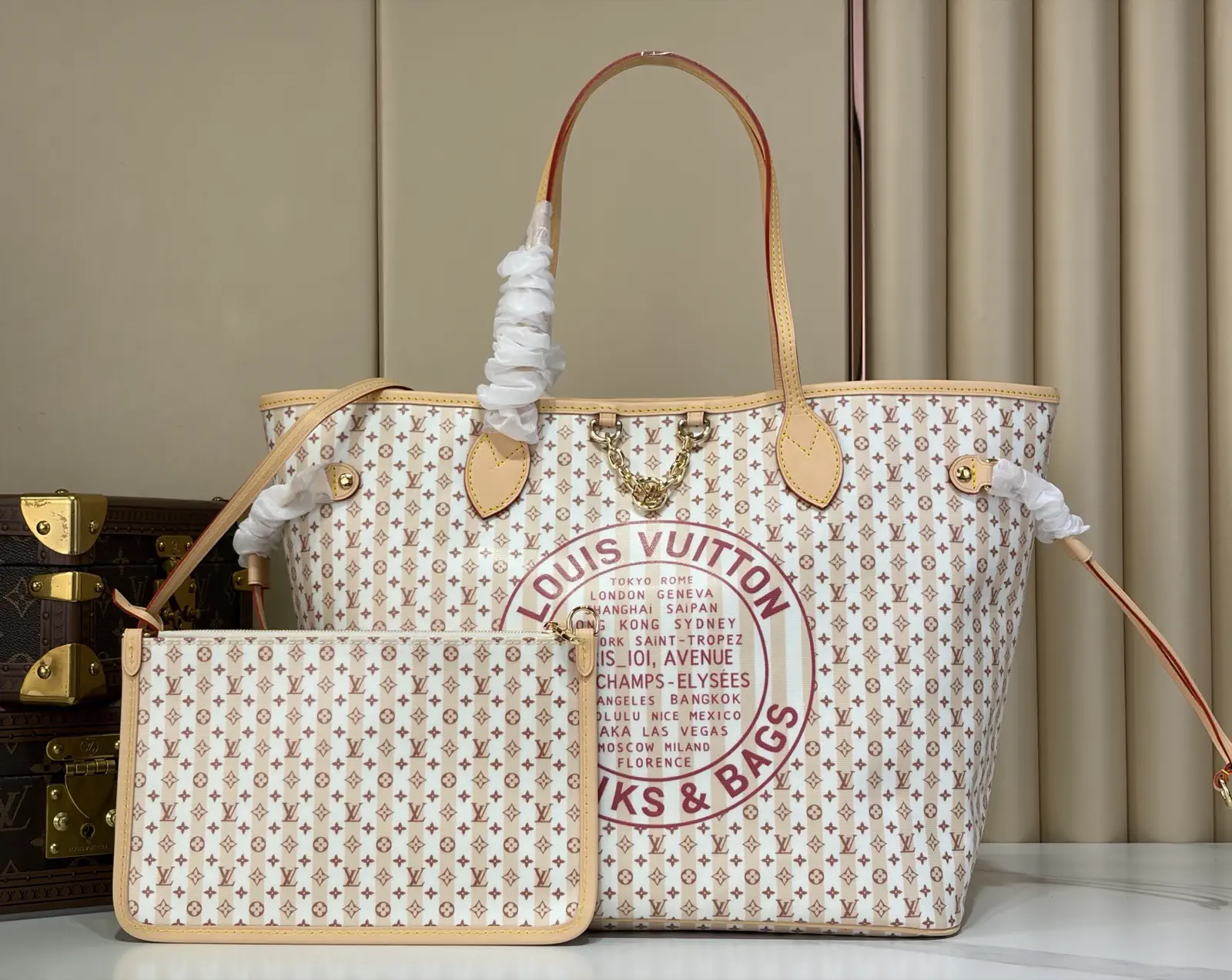 Louis Vuitton Monogram Stripe Tote Bag with Detachable Pouch image 1