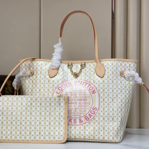 Louis Vuitton Striped Monogram Neverfull MM Tote Bag with Pouch image 1