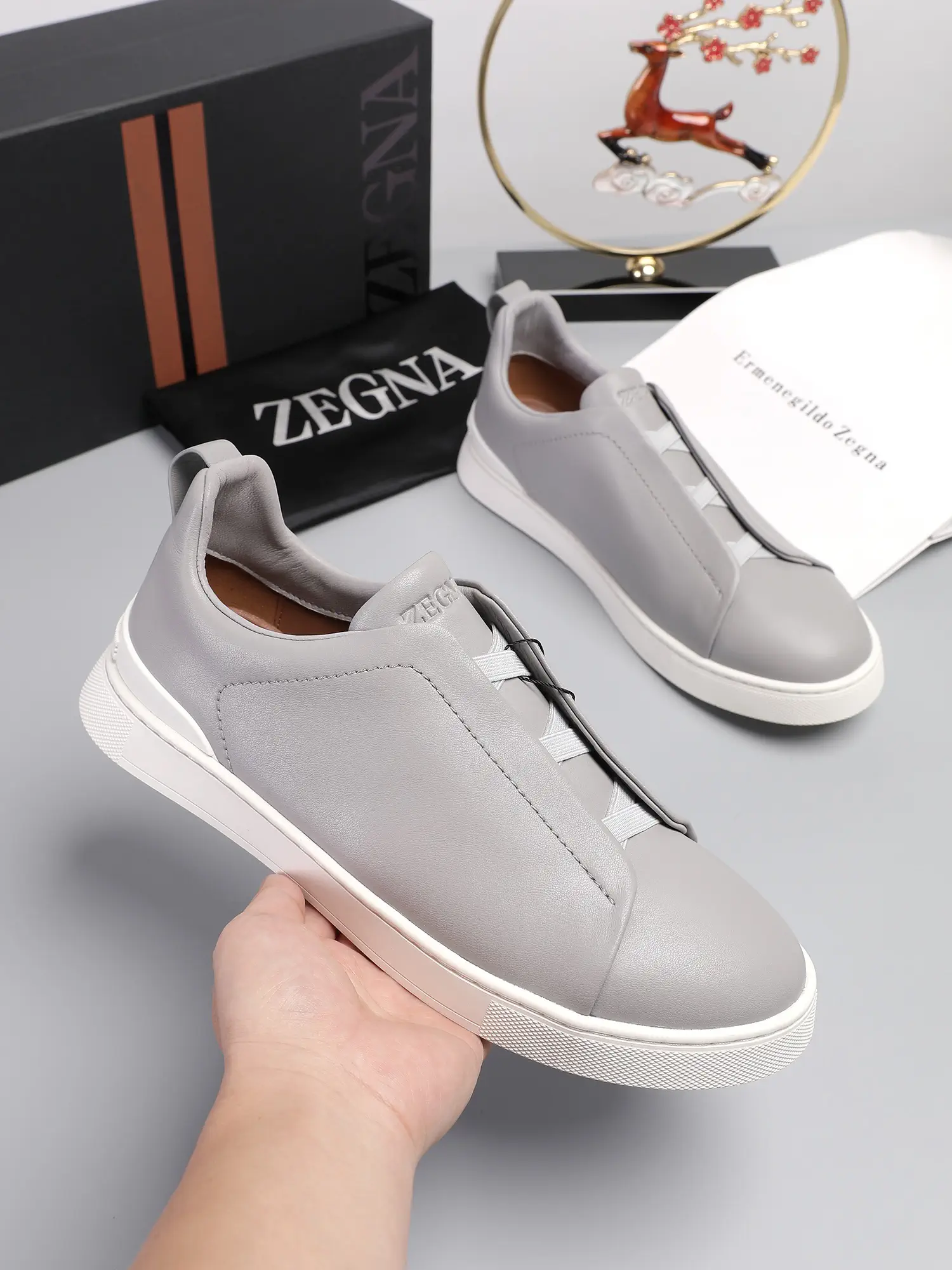 Ermenegildo Zegna Low Top Leather Slip On Sneakers image 1