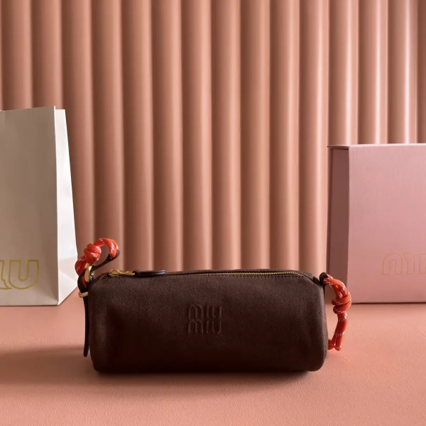 Miu Miu Brown Canvas Toiletry Bag image 1