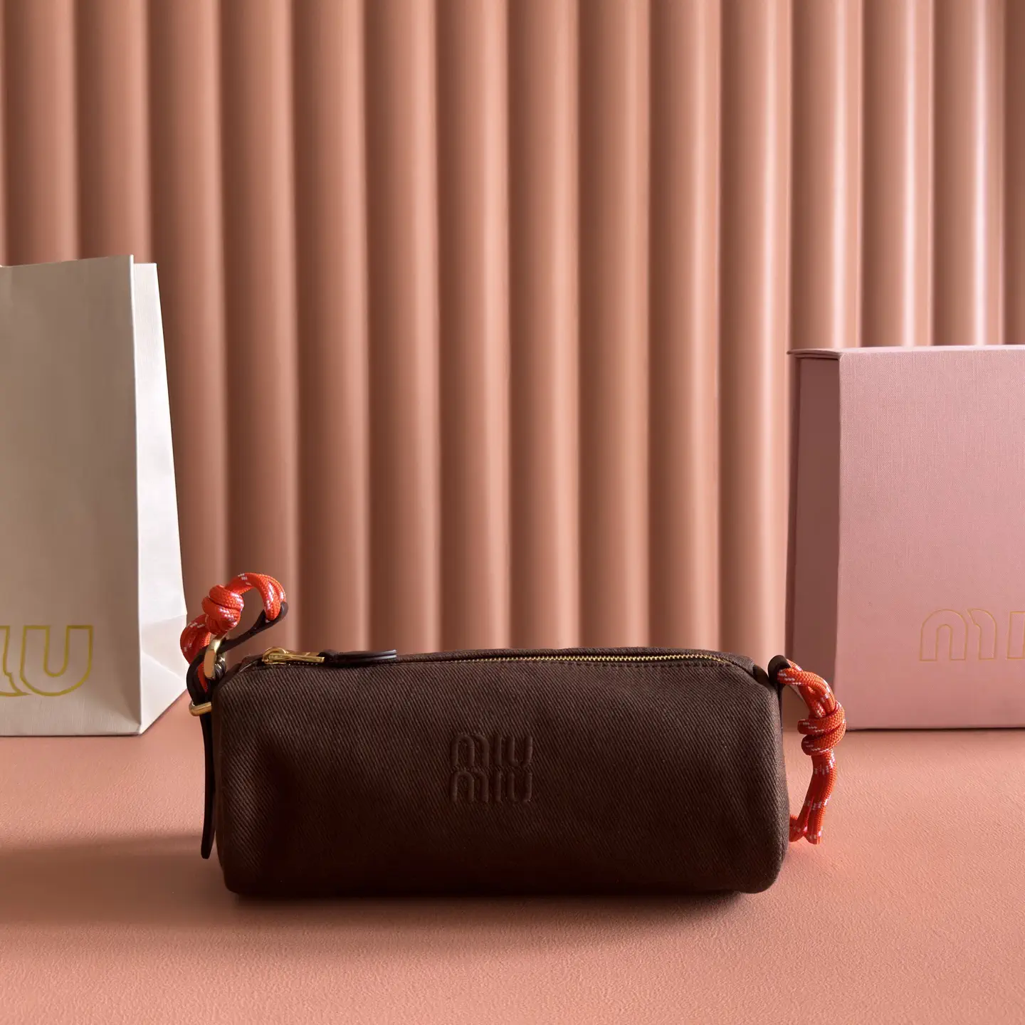 Miu Miu Brown Canvas Toiletry Bag image 1