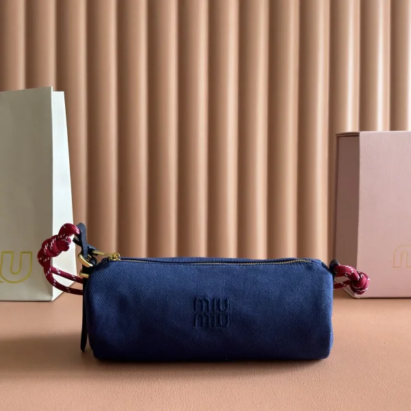 Miu Miu Navy Canvas Pouch Bag image 1