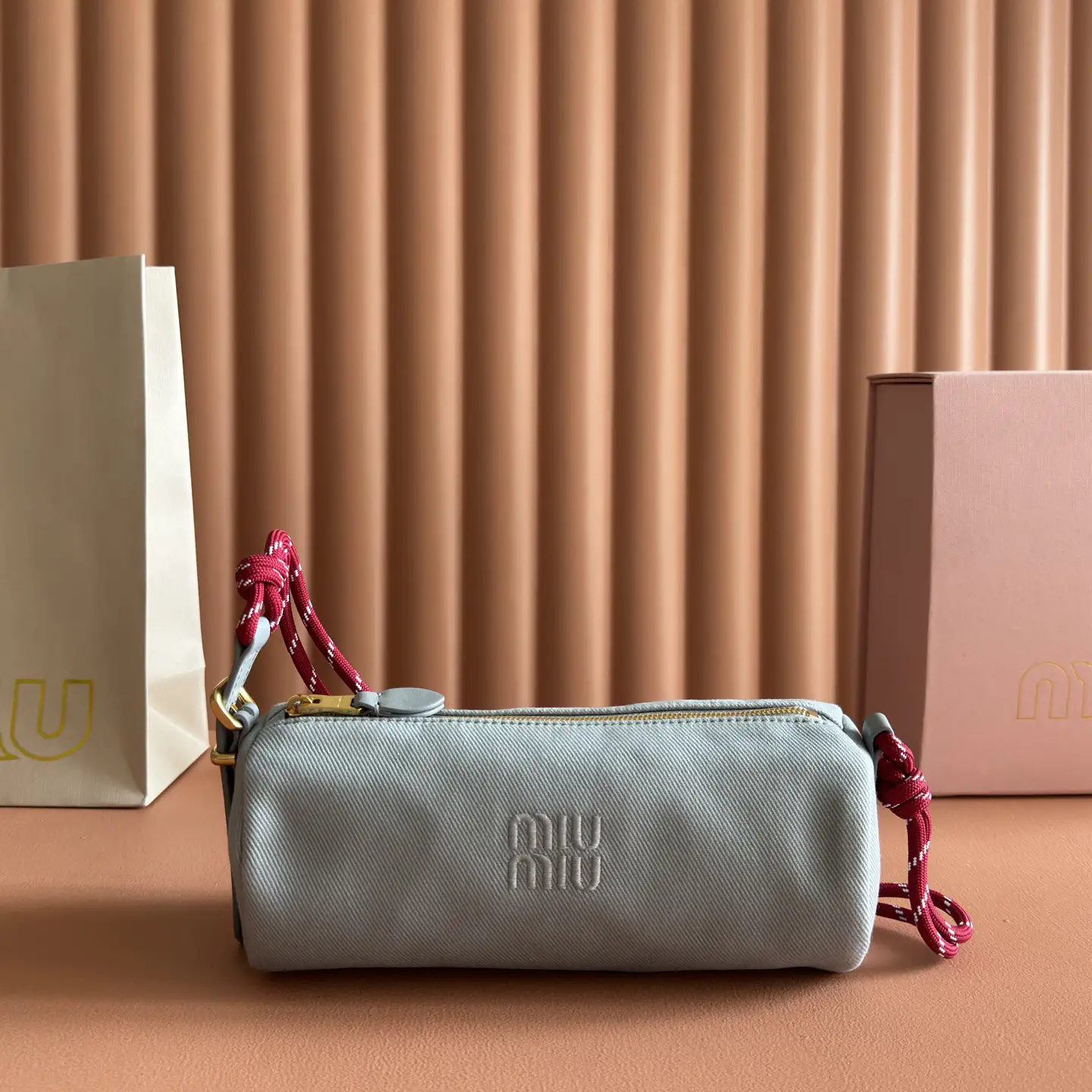 Miu Miu Gray Canvas Bucket Bag image 1