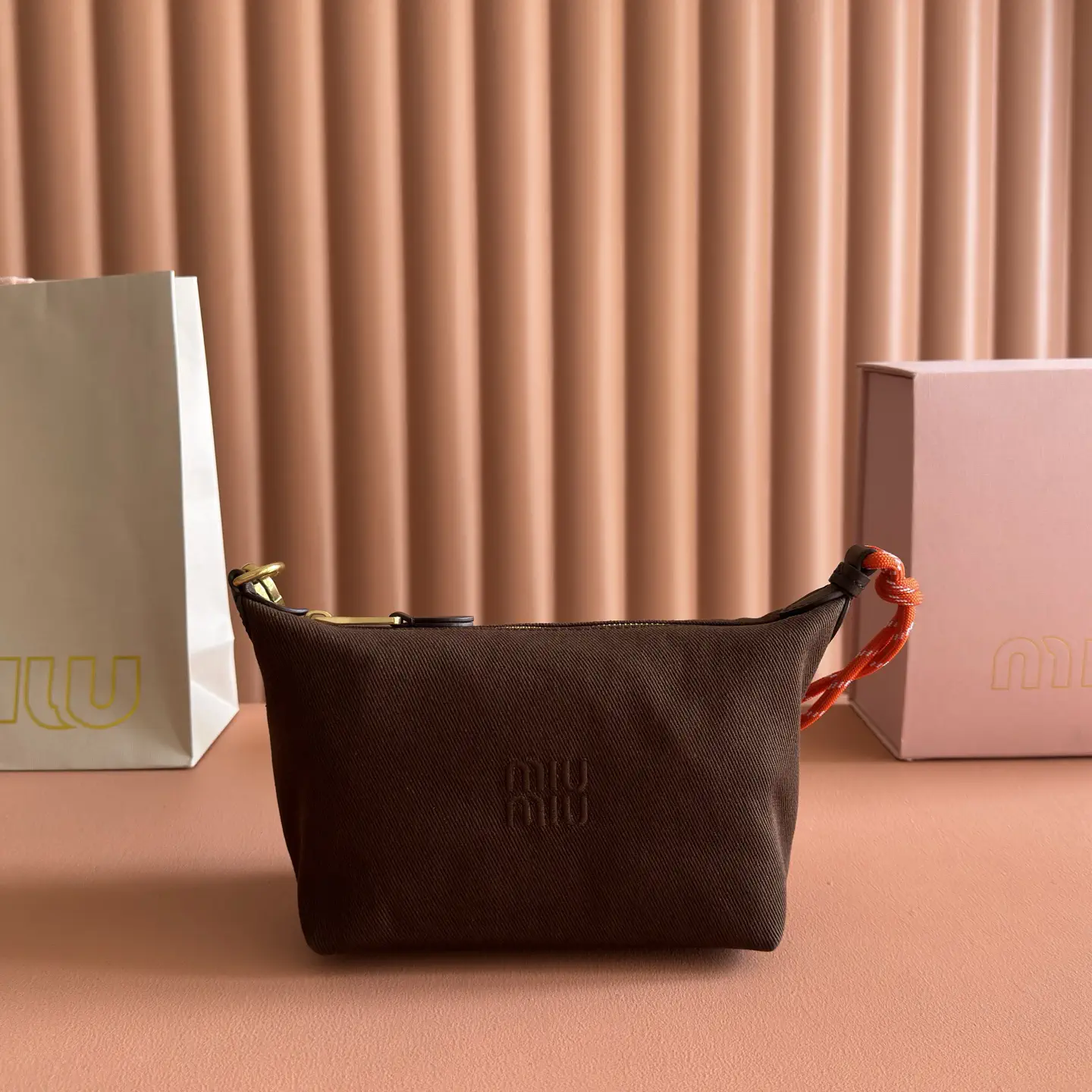 Miu Miu Brown Canvas Pouch Bag image 1