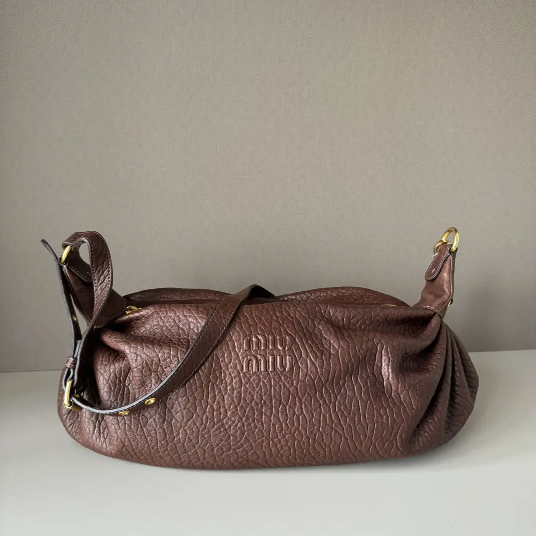 Miu Miu Brown Embossed Logo Shoulder Bag image 1