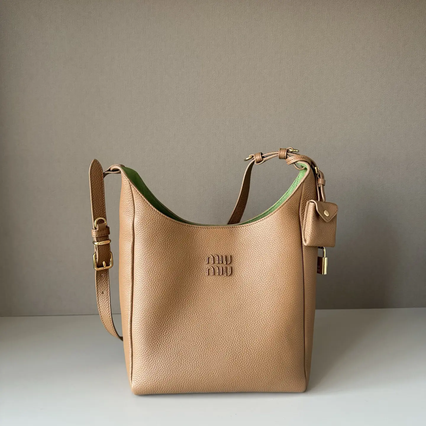 Miu Miu Leather Shoulder Bag with Lock Charm image 1