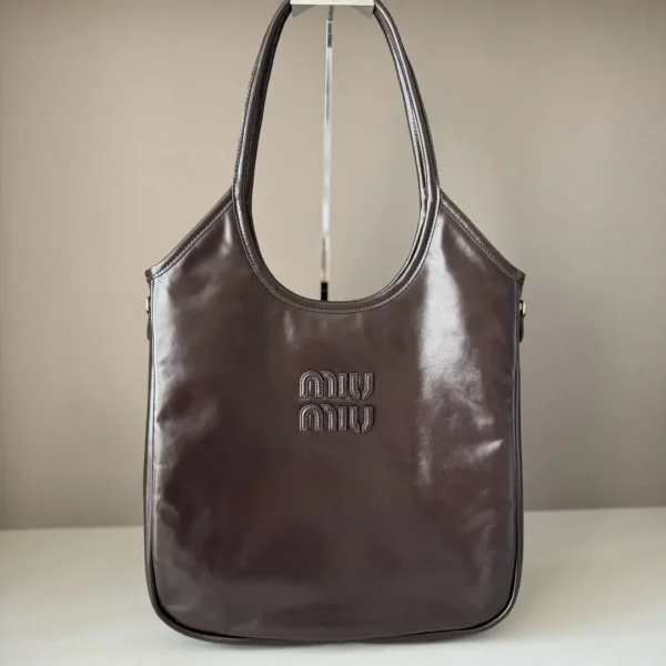 Miu Miu Dark Brown Leather Tote Bag image 1