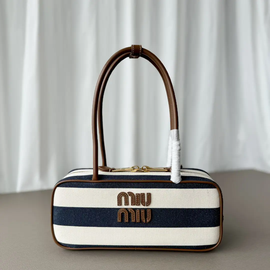 Miu Miu Striped Canvas Top Handle Bag image 1