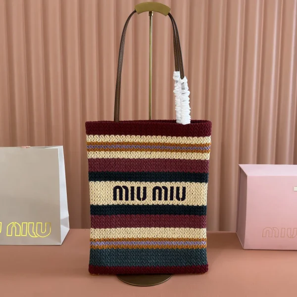 Miu Miu Striped Crochet Tote Bag image 1