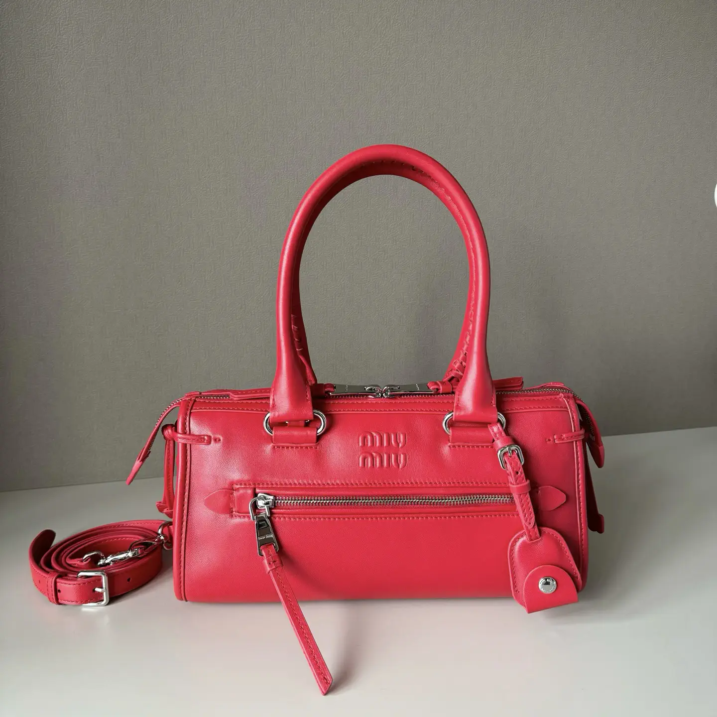Miu Miu Red Leather Top Handle Bag image 1