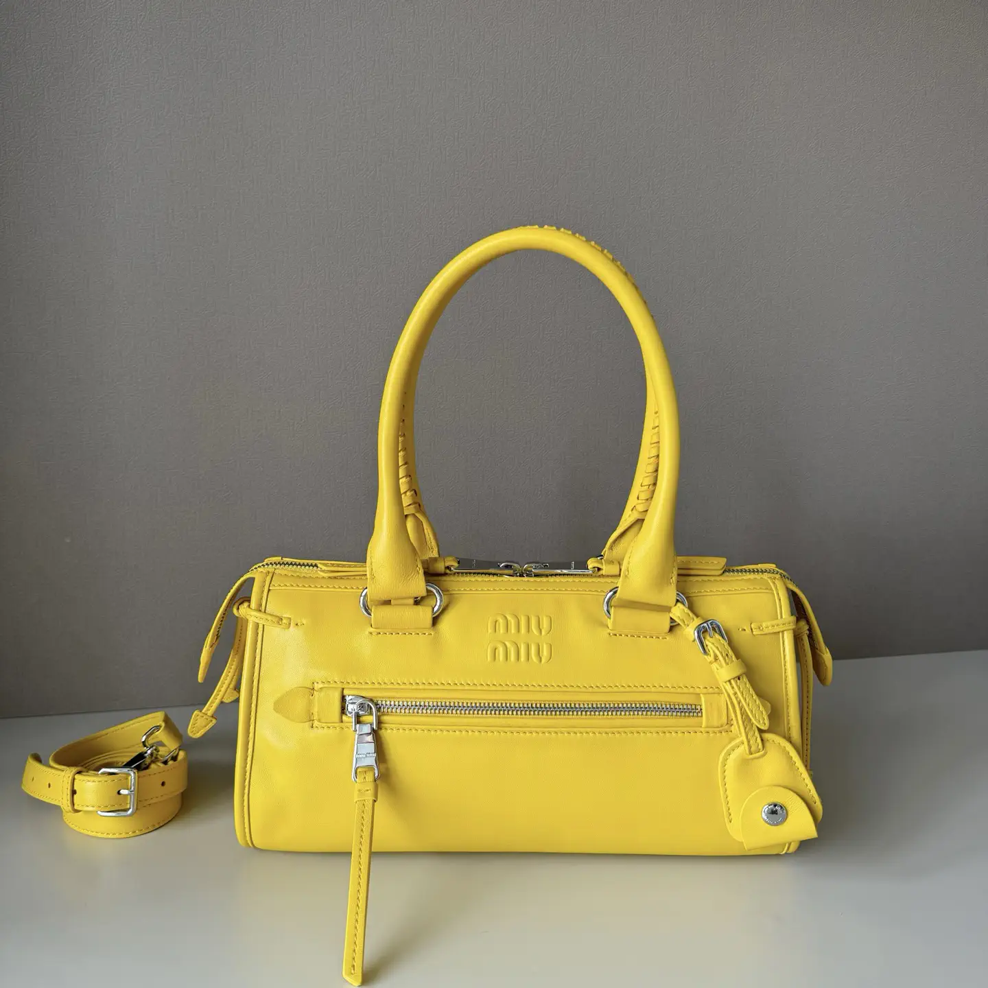 Miu Miu Yellow Leather Top Handle Bag image 1