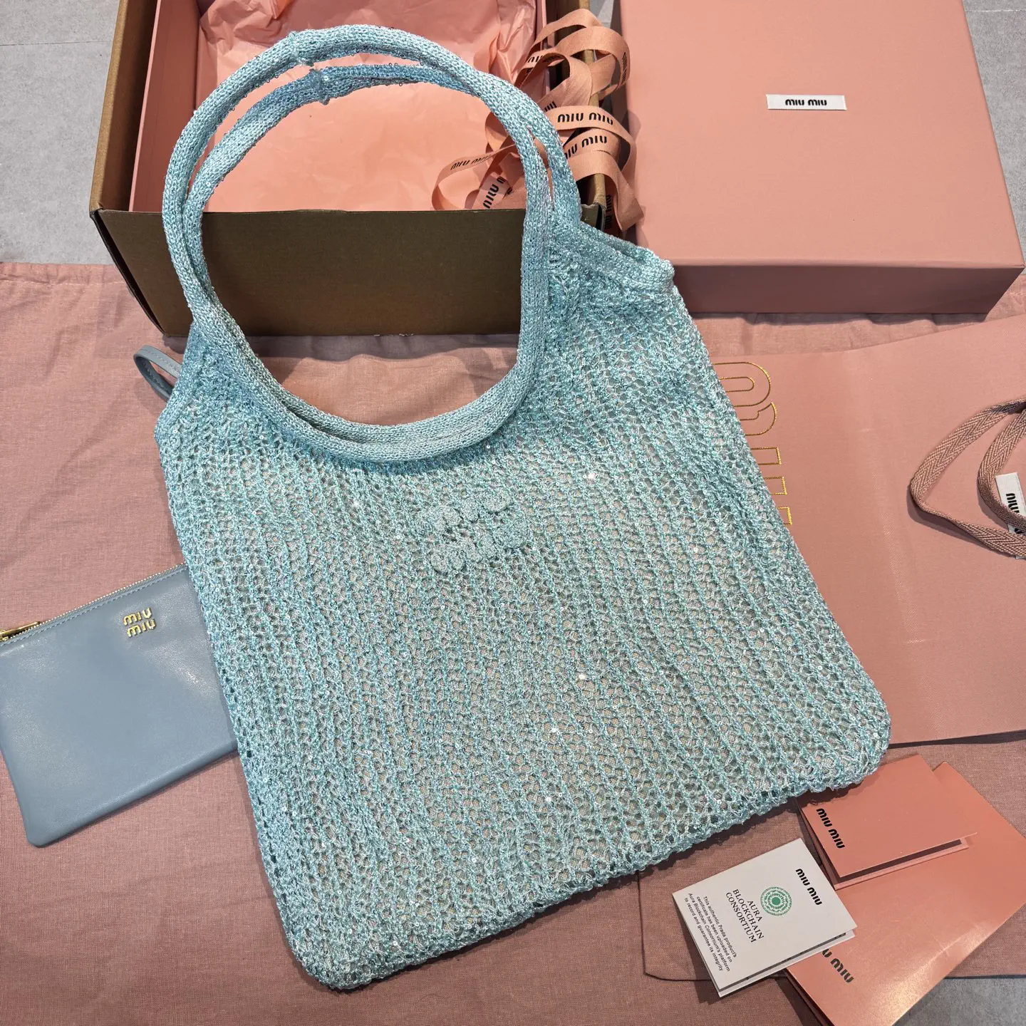 Miu Miu Mesh Tote Bag with Sequins image 1