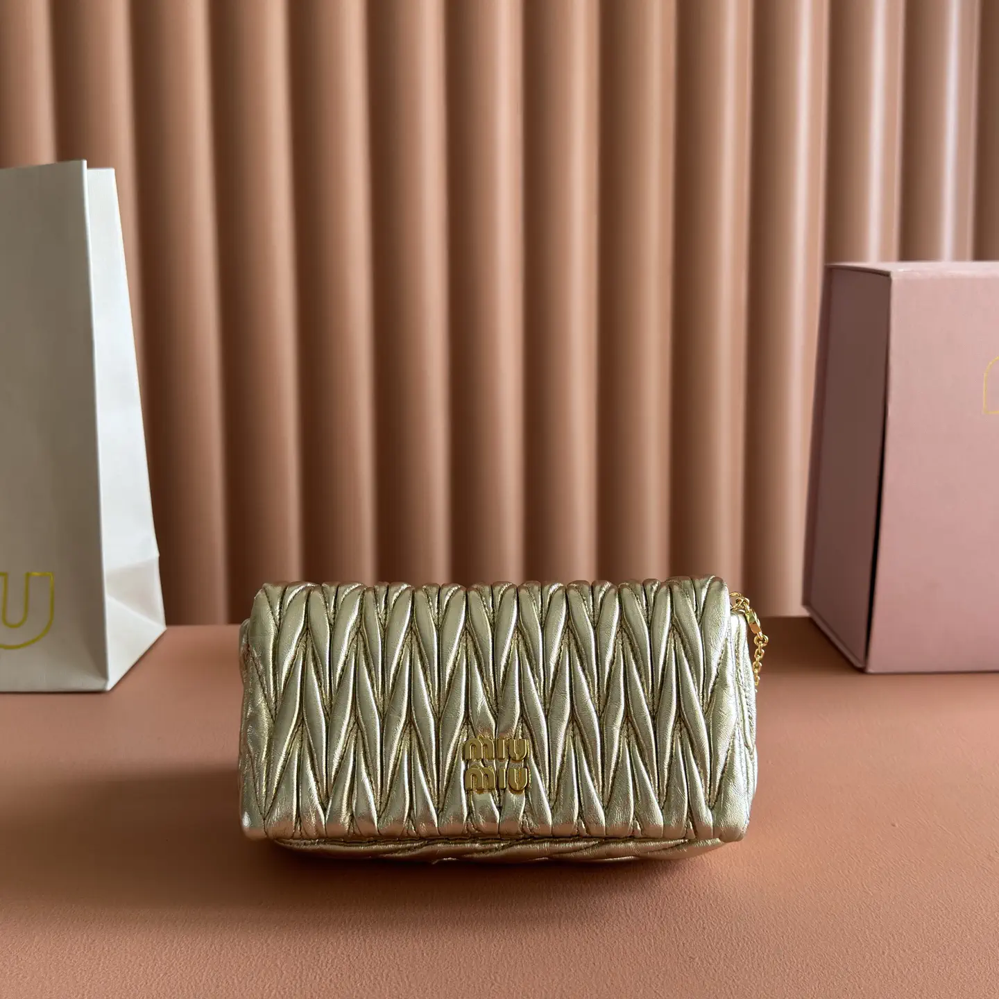 Miu Miu Quilted Metallic Crossbody Bag image 1