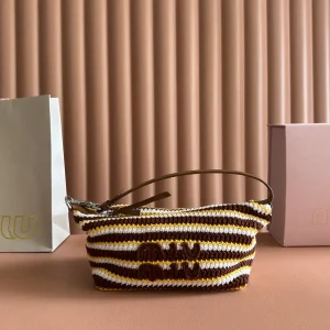 Miu Miu Striped Crochet Shoulder Bag image 1